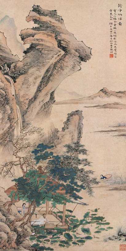 陆抑非 民国二十七年（1938年）作 荷净纳凉图 立轴